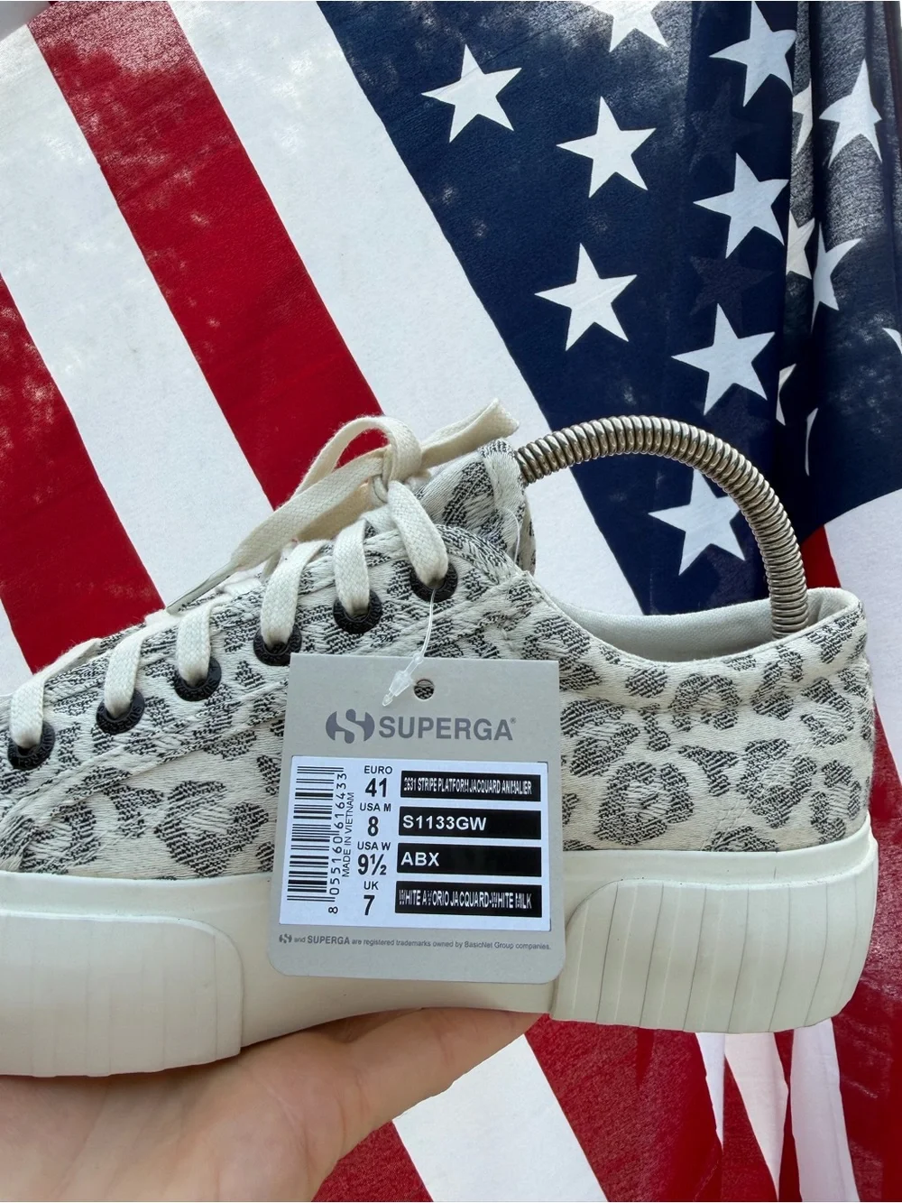 Superga 2631 Stripe Platform Jacquard Animalier Sneaker Women Sz 41 US 9.5 NWT